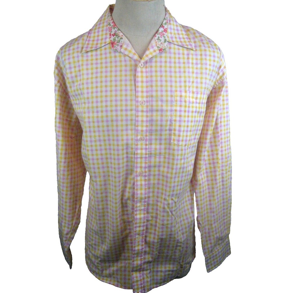 Mens Brooklyn Express Check LS Cotton Blend Casual Shirt sz XL